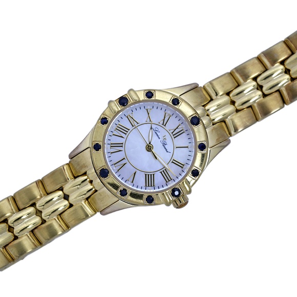 Lucien Piccard Stainless Steel Gold Tone Sapphire Bezel Ladies Swiss Watch 31mm main image 4